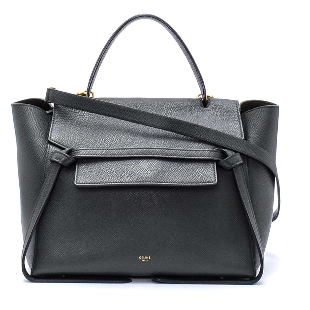 Celine - Khaki Granied Leather Medium Belt Bag